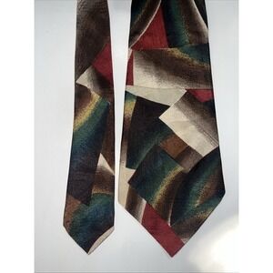 Countess Mara  Silk Tie Vintage Bold Design Chocolate, Red, Gold